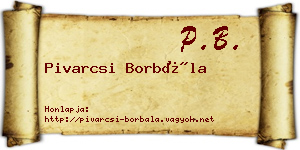 Pivarcsi Borbála névjegykártya